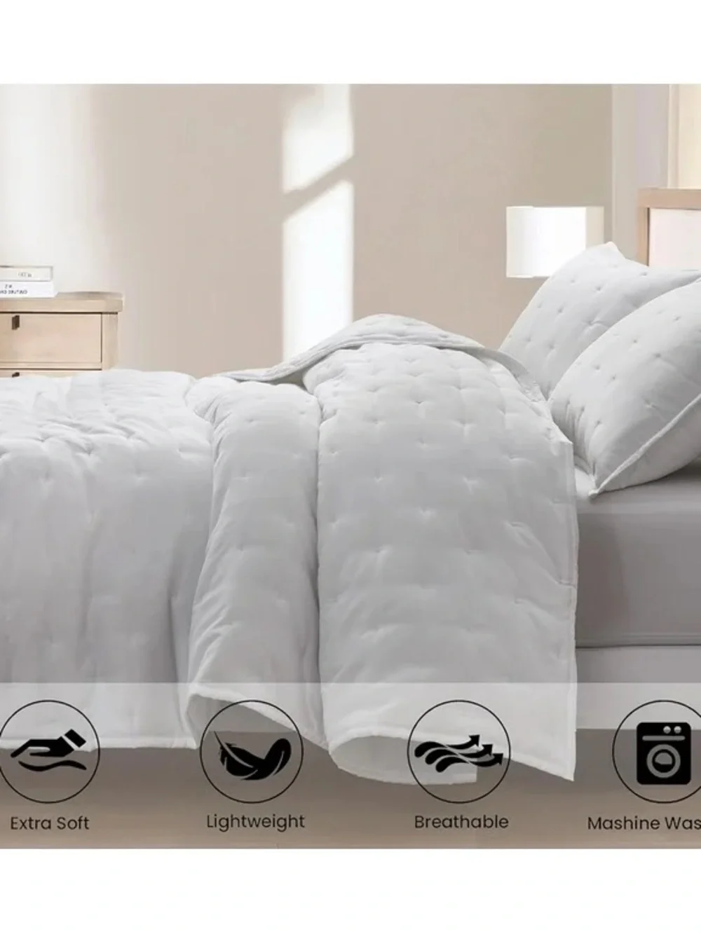 White king Quilted Set - Soft All-Season Bedding
